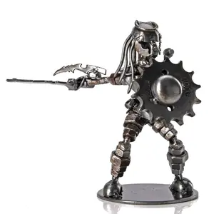 Predator with Sword and Shield Inspired Recycled Metal Sculpture