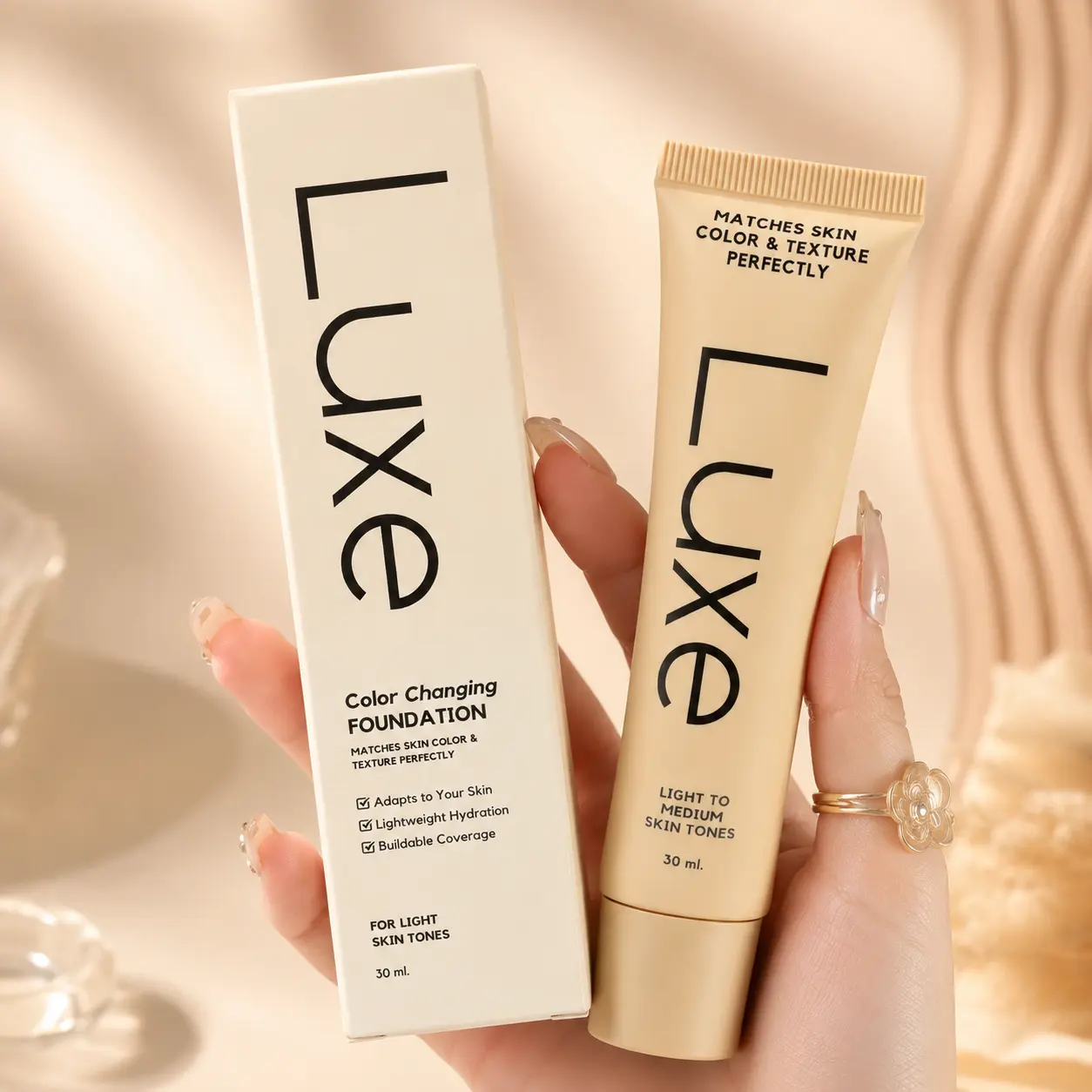 Color Changing Foundation Cosmetic, Tone-Adapting Liquid Makeup with Lightweight Formula, Buildable Light-to-Medium Coverage, Natural Dewy Finish for Daily Everyday Routine, 30G, All Skin, Correcting
