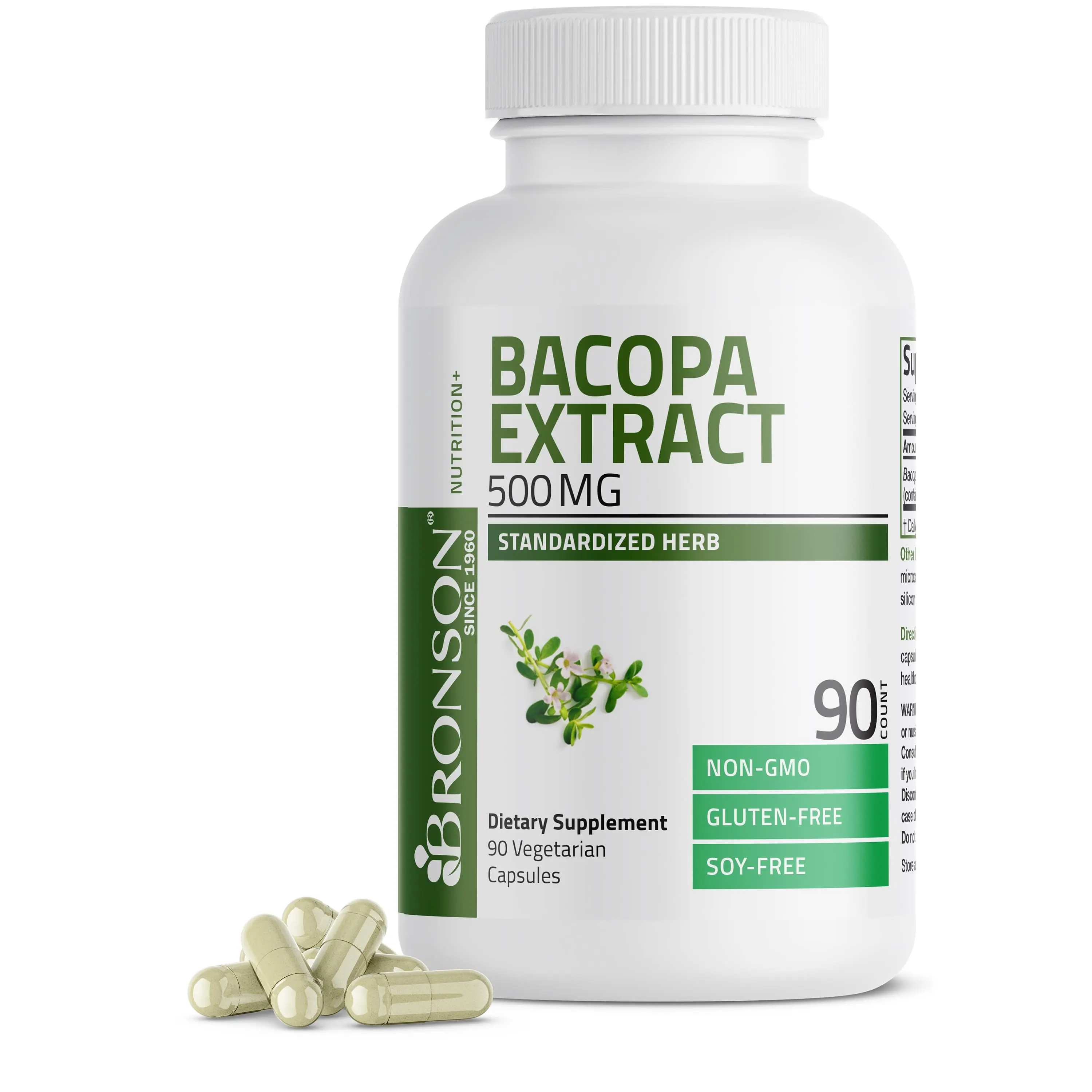 Bacopa Monniera Standardized Extract - 500 mg - 90 Vegetarian Capsules, Healthcare Natural