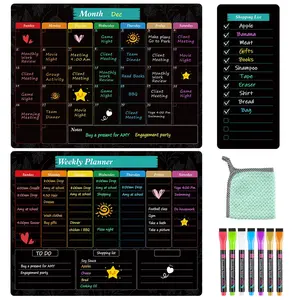 MaxGear Black Magnetic Calendar for Refrigerator, 16x12 Monthly and Weekly Dry Erase Fridge Whiteboard, Menu Schedule Planner Board, to-Do List, Notepad with 7 Markers,1 Eraser, and 1 Shopping List