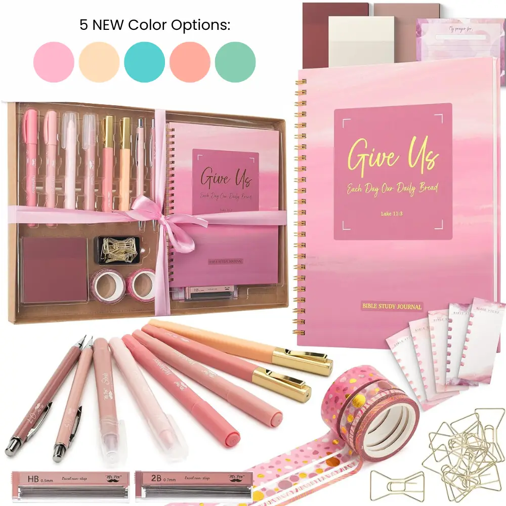 Mr. Pen Bible Journaling Kit - 5 Color Themes, No Bleed Bible Highlighters, Pens, Scripture-Inscribed Study Journal, Versatile Writing Instruments, St