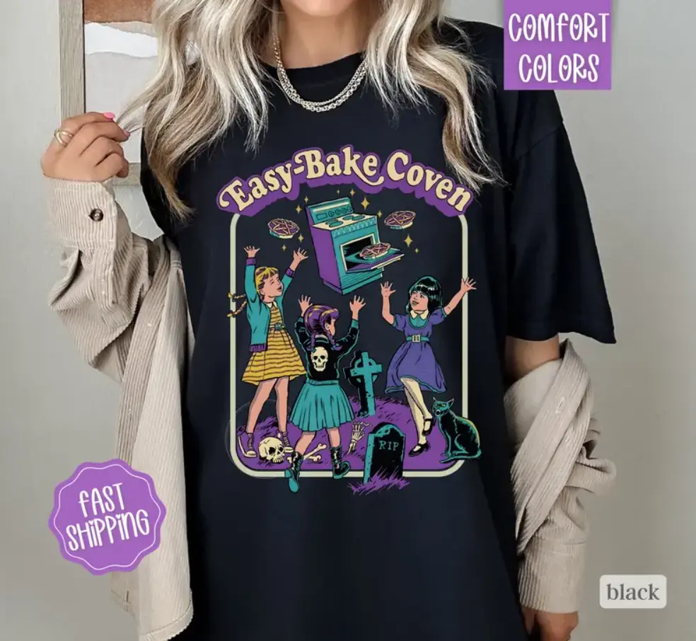 Comfort Colors Easy Bake Coven Shirt, 90s Horror Fan Shirt, Oversized Graphic Tshirt, Vintage Tshirts, Halloween Tshirt halloween shirt, Fashion For All