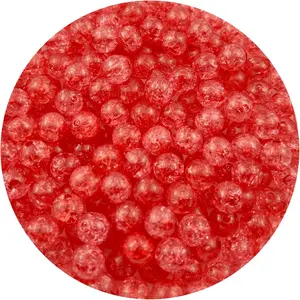 400 count 8mm  Crackle Beads - Round   Craft Beads with Hole for  Making - Bright Red