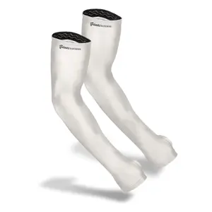 FARMER'S DEFENSE Gardening Arm Sleeves | UV Cooling Protective Sleeve Women & Men | Anti-Scratch Cover Sun UPF Outdoor Protection - Cream