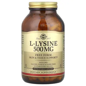 Solgar L-Lysine, Free Form, 500 mg, 250 Vegetable Capsules