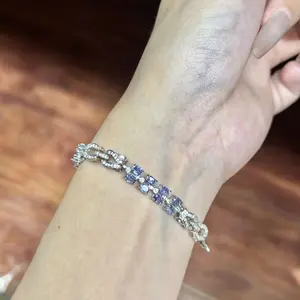 Natural Crystal tanzanite bracelet S925 Valentines Gift , Gift for Wedding/Birthday/Mother'sDay/Christmas