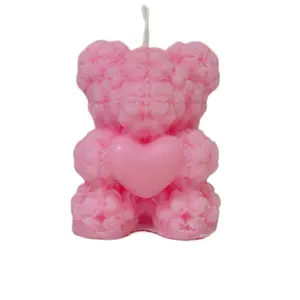Osito Candles - Pink Bear Shaped Candle with Heart Detailing