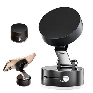 Adjustable Magnetic Car Phone Mount - Black Design with Magnetic Attachment for Smartphones and Cellphones - Stand