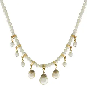 1928 Jewelry 5mm Faux Pearl Strand Chain & Faux Pearls Drops Necklace 15" + 3" Extender