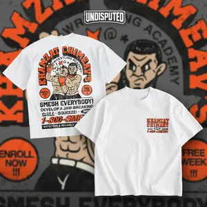 Khamzat Chimaev Smesh Double Sides Heavy Cotton Unisex T-shirt  319 Borz Shirt Fan Apparel Casual Street Style Direct-to-garment Printing
