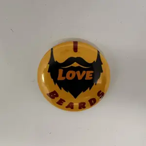 Beard Love Statement Button - Heart Shaped Design  LGBTQ Artisan Made