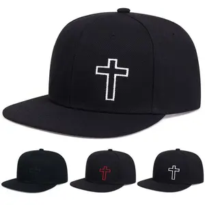 Unisex Cross Embroidered Hip Hop Hat Outdoor Adjustable Sunscreen Leisure Hat Travel Tourism Beach Vacation