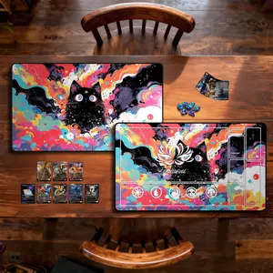 Rainbow Nebula Cat Magic the Gathering Playmat, Trading Card Game Accessories, Deskmat and Mouse Pad