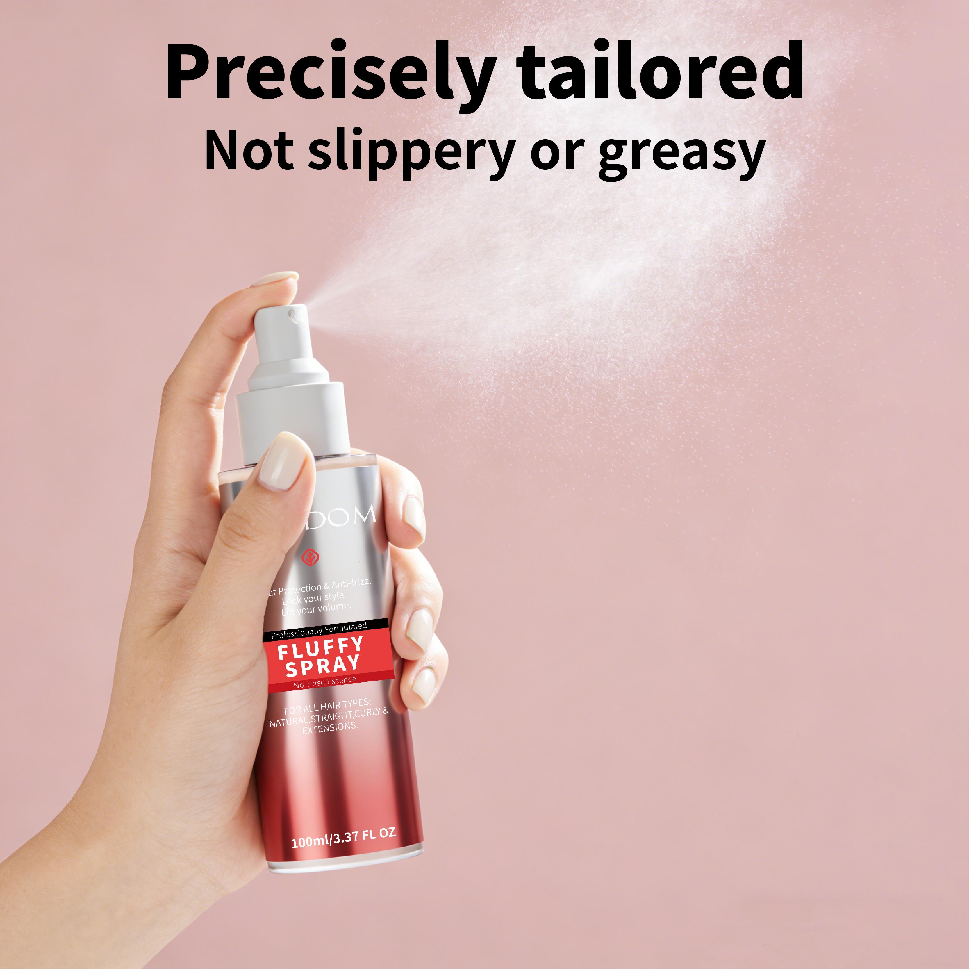 GRODOM No-Wash Day Fluffy Spray 100ml Coconut Oil Infused Haircare Gel for Effortless Volume Heat Protection up to 230°C Clump Proof Blowout Volumizing Lengthening Curl Mousse