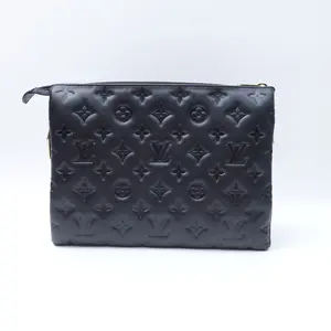 Pre-owned Louis Vuitton Monogram embossed leather chain wallet Black T10416304