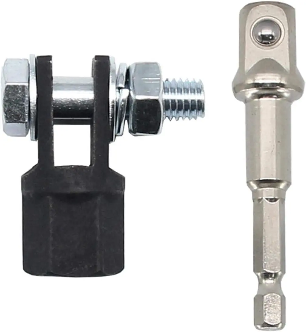 1/2'' Chrome Vanadium Steel Scissor Jack Adapter with Socket - Easy Installation, Impact Wrench Compatible Car Repair Tool (Black+Silver), Adapter + Socket