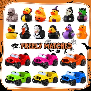 12 PCS Halloween Ducks for Jeeps, Halloween Party Favors, Bulk Halloween Rubber Ducks for Jeep Ducking, 12 Ducks with 12 Cars Toys for Kids Goodie Bag Stuffers Non Candy Treats Prizes Gifts Bath Toys