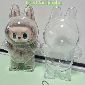Acrylic Protective Case for Labubu Monster Series Statues, Transparent Collectible Storage Box with Secure Latch, Doll Not Included