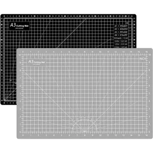 18"x12" Thickened Self Healing Cutting Mat, A3 Rotary Cutting Sewing Mat for Crafts, Double Sided 5-Ply Table Cutting Board for Fabric Quilting Leather Hobby Project, Grey/Black