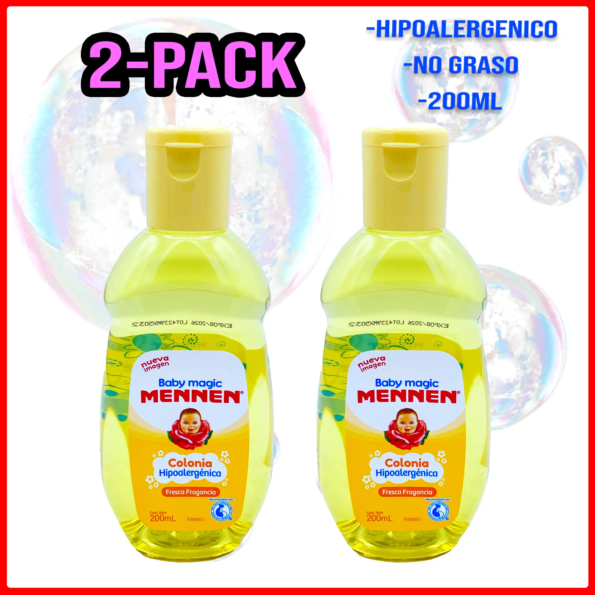 Mennen Baby Magic Cologne Hypoallergenic 6.76 fl oz 2-PACK - Colonia Mennen Para Bebe Hipoalergenica 200 ml by Mennen