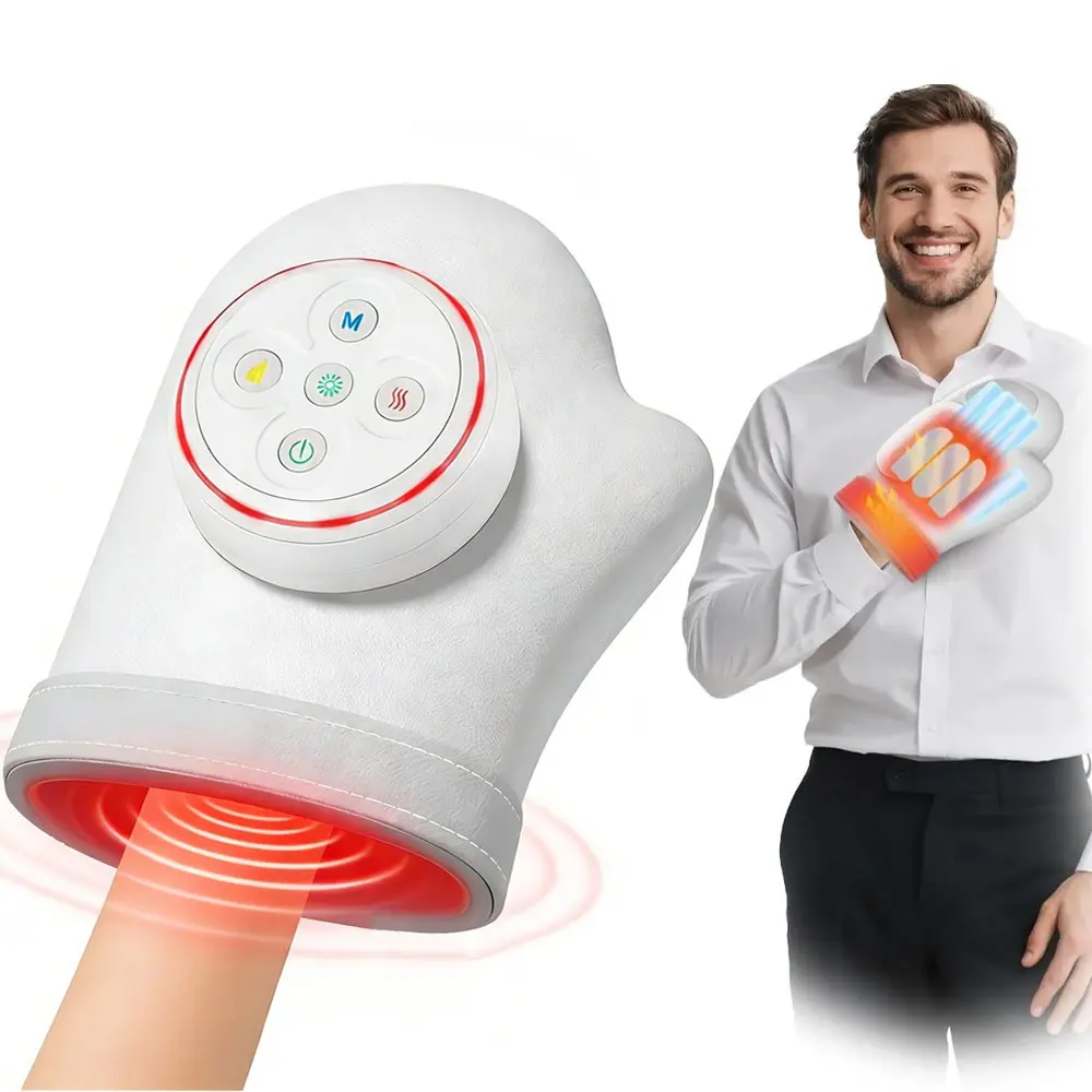 Hand Massager with Heat and Compression, 3 Massage Modes, 3 Heat Settings, 5 Compression Levels and red light therapy for Carpal Tunnel and Arthritis Discomfort, Wireless Therapy Glove, Valentine's Day gift for Men and Women, Relaxation Aid