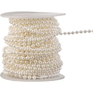 3mm 33 Feet Ivory Faux Pearl Millet Bead Roll Garland Strand for Decorating Floral Centerpieces Wedding Party Favor Christmas Tree