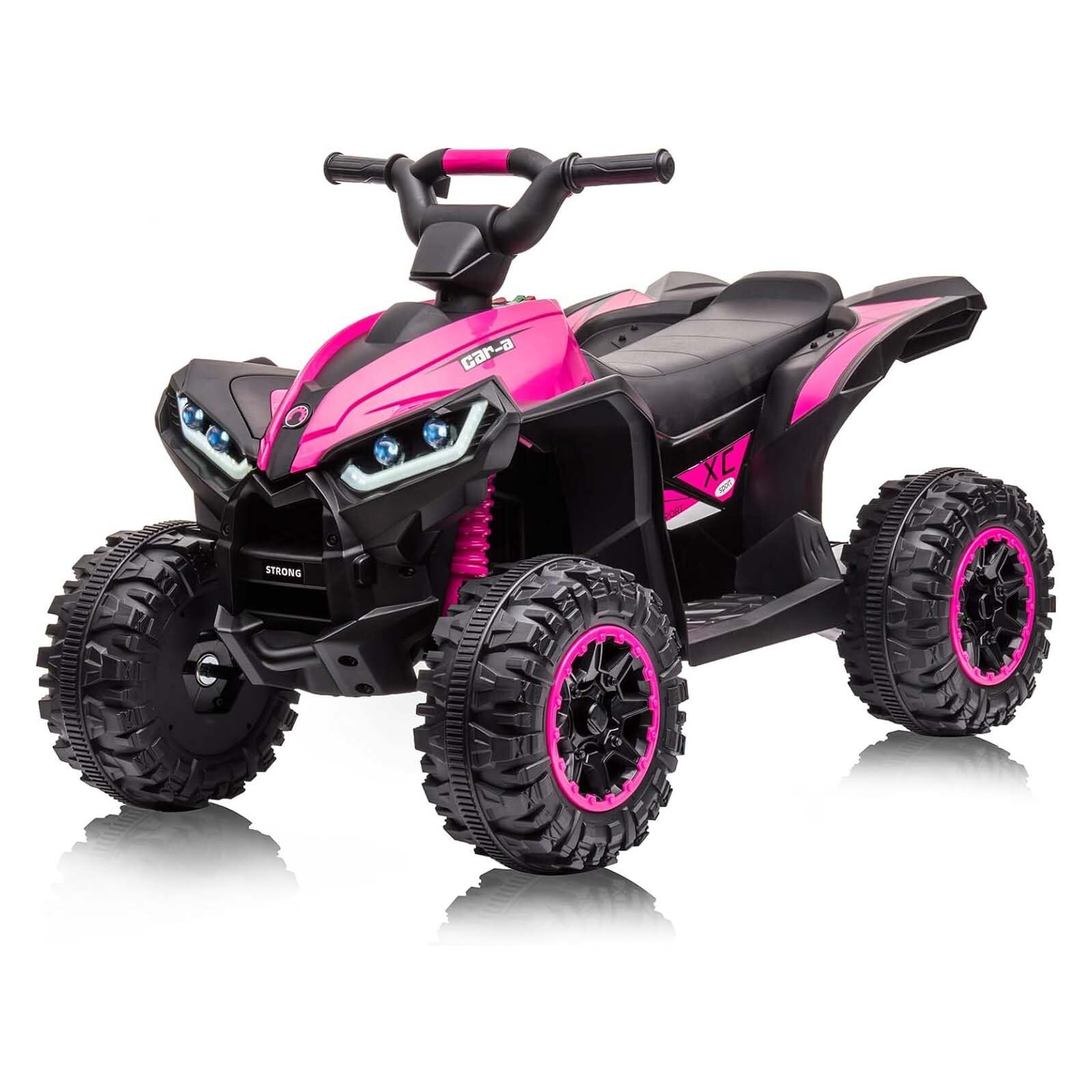 12V Kids Ride On ATV, 4 Wheeler Electric Vehicle for Kids 3-8 Toddler Battery Powered Toy Car for Boys Girls with Remote Control, LED Lights, Soft Sta