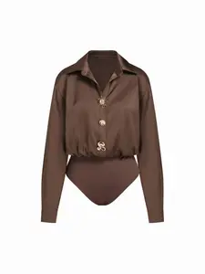 Women's Plain Fitted Satin Jumpsuit, Lady Womenswear, Spring & Fall Season, Stylish All-Season Casual Wear, Perfect for Daily