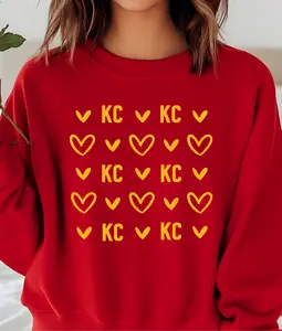 KC Hearts Single Color Screen Print - Chiefs Yellow Ink