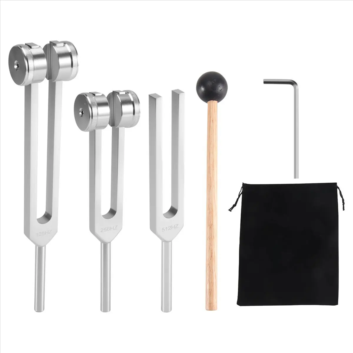 (128Hz, 256Hz, 512Hz)Tuning Fork Set, Tuning Forks with Reflex Hammer for Chakra/Healing/Sound Therapy/DNA Repair
