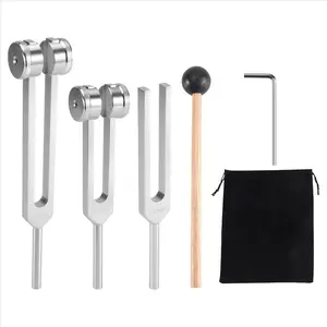 (128Hz, 256Hz, 512Hz)Tuning Fork Set, Tuning Forks with Reflex Hammer for Chakra/Healing/Sound Therapy/DNA Repair