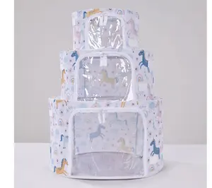 Periea Set of 3 Round Childrens Collapsible Storage Boxes