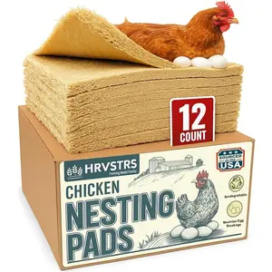 Chicken Nesting Pads for Chicken Coop Accessories - 12 Pack -  Aspen - Professional Grade Excelsior Bedding - Easy Clean Up - Absorbs  -  , Dust-Free Liners for Laying  13x13