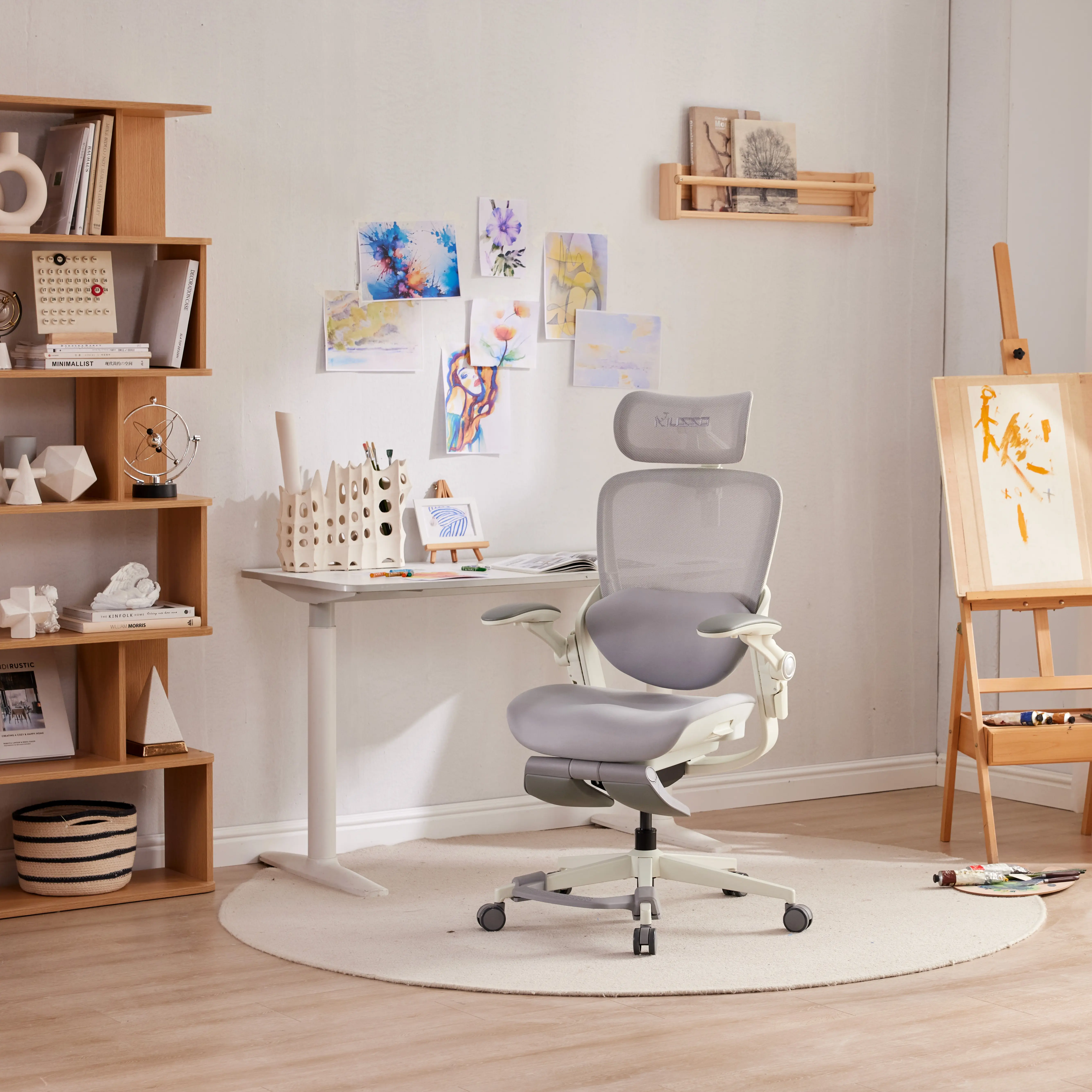 MUSSO E80 Women's Ergonomic Office Chair - 3D Lumbar Support, Adjustable Headrest, Retractable Footrest, Recline Function, Supportive Sitting, Nylon Build, Breathable Cozycloud Cushion, Assembly Required for Office, Home Use, Single Seat