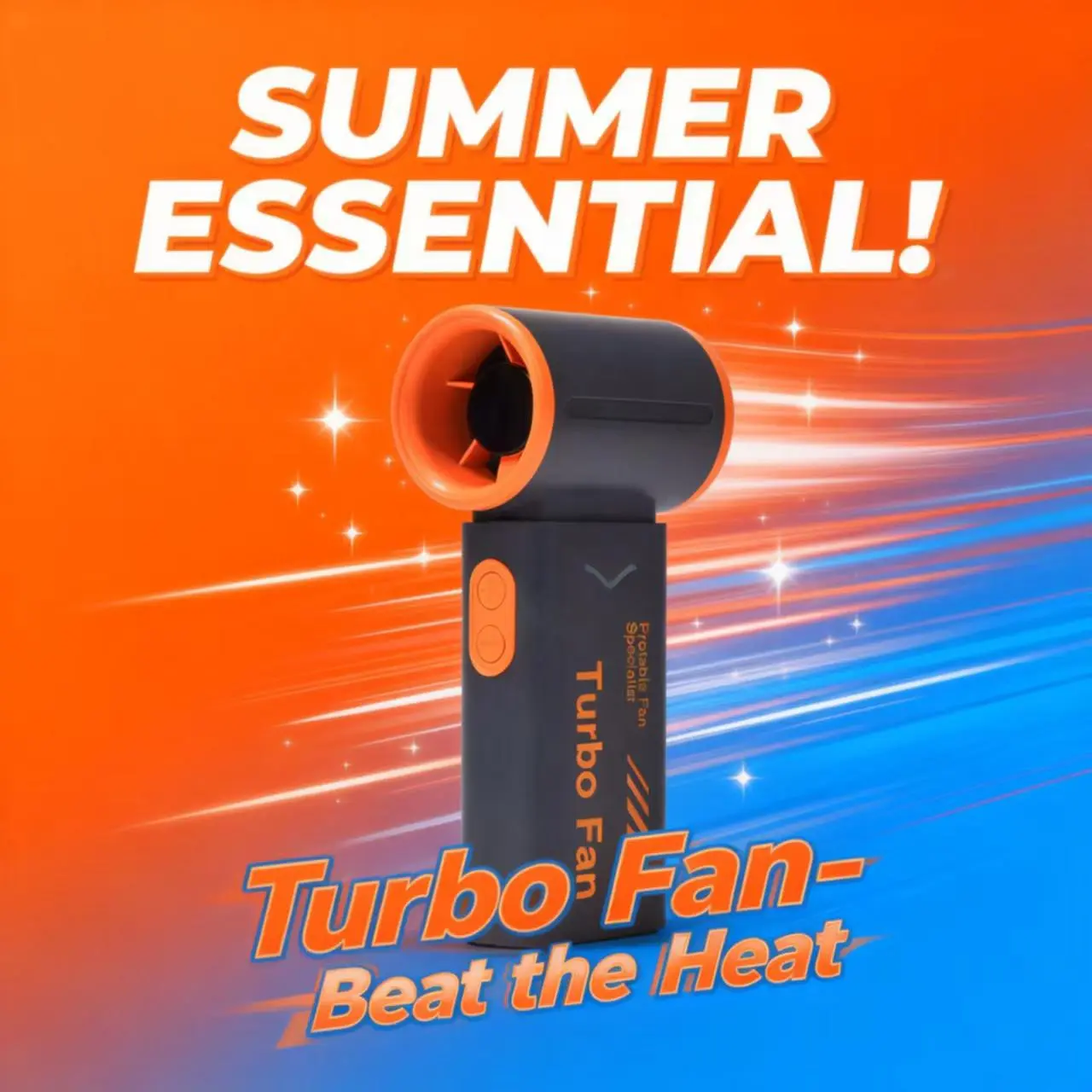 Handheld Turbine Fan, High Wind Speed + Quiet Design, Lightweight Portable, Ideal for Summer Outdoor, Commute, Office Cooling, Handheld Rechargeable Fan