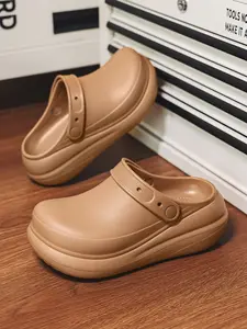 Summer Fashion New Women's Holey Shoes, Eva Slippers, Durable Thick Sole, Home Outdoor Beach Resort, Daily Wear, Floral Decor, Comfortable Sandals