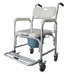 HAOYYE Multifunction Commode Chair with Memory Foam Cushion White & Beige Bathroom Toilet Seat for Adults Elderly Disabled Portable Shower Wheelchair with Brakes Anti-Slip Handle Waterproof Design