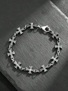 Men's Punk Style Cross Leather Bracelet, Fashionable Daily Wear, High Quality, Perfect Birthday Gift, Wedding Accessory