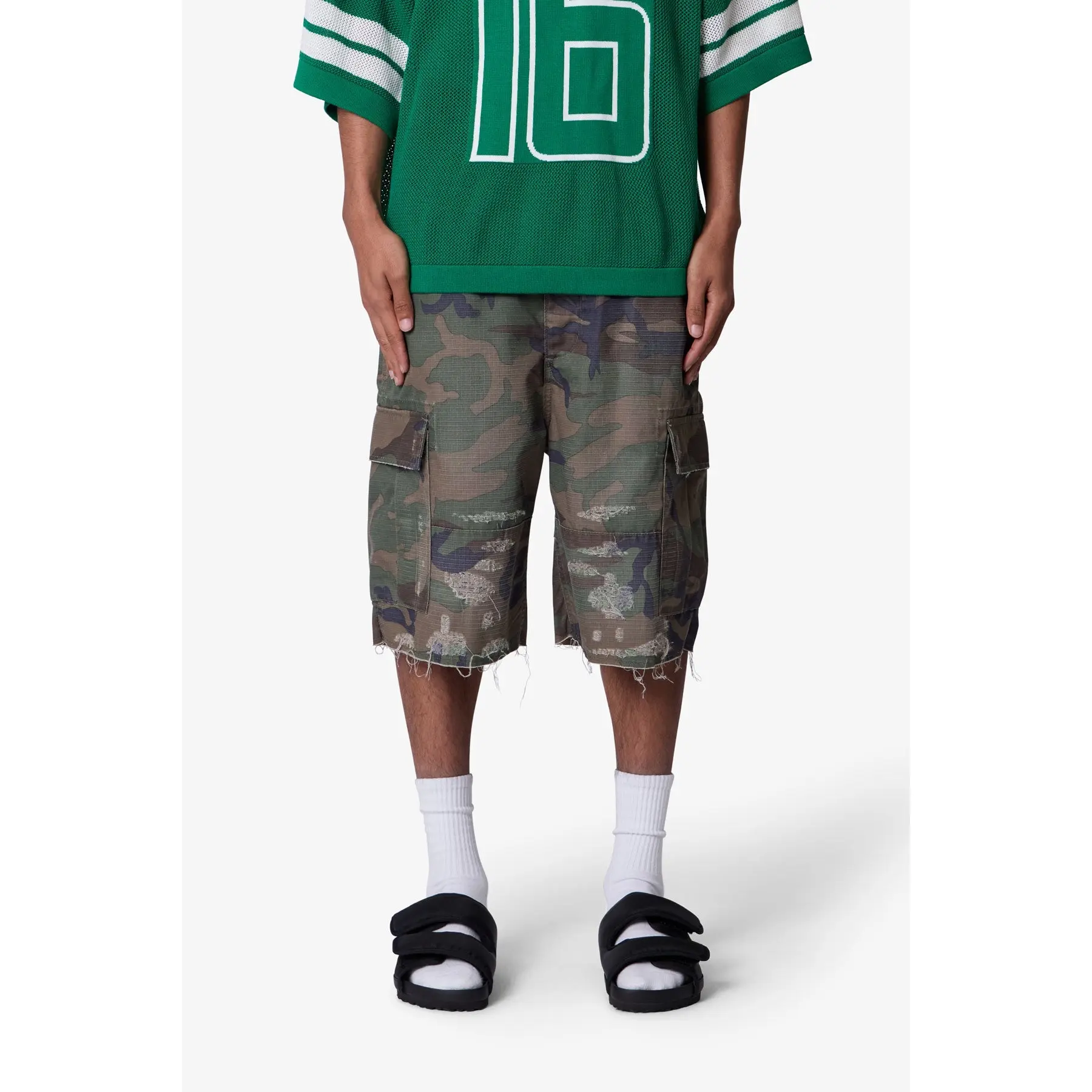 mnml Baggy Distressed Cargo Shorts - Washed Camo mnml Baggy Distressed Cargo Shorts - Washed Camo