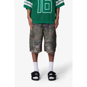 mnml Baggy Distressed Cargo Shorts - Washed Camo