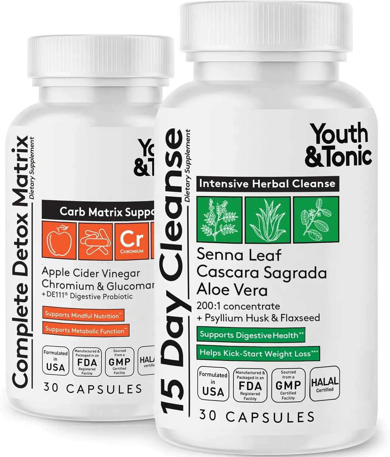 15 Day Cleanse – Intensive Herbal Colon Cleanser & Gut Detox for Bloating Relief, Digestive Regularity and Metabolism Support, Advanced Colon Cleanse for Women & Men, 60 Detox Pills