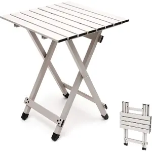 Portable Lightweight Aluminum Folding Camping Table 18.5x18.5x24.5 Inch, Small Foldable Picnic Table for Cooking, Beach, Hiking, Travel, Fishing, BBQ, Indoor Outdoor Use