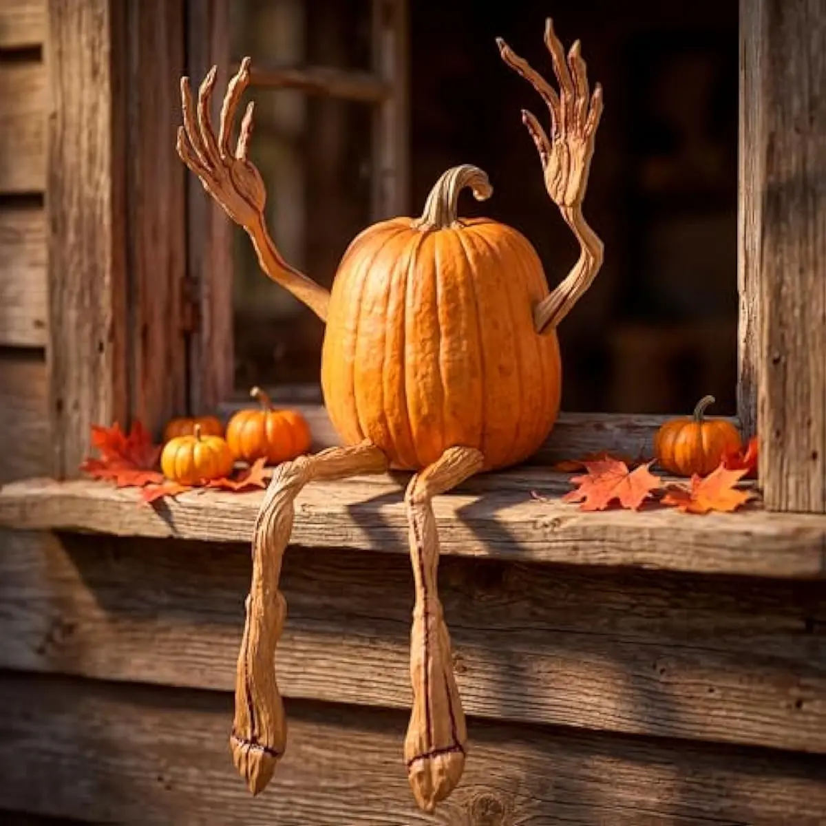 Halloween Pumpkin Arms and Legs Set Decorations, Spooky Halloween Decorations for Pumpkin, Decorating Supplies Indoor Outdoor Home Party Fall