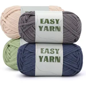 4x50g (7.1Oz) Crochet Yarn, 4x87Yds Beginner Yarn for Crocheting, Easy-to-See Stitches, Cotton-Nylon Blend Yarns for Crochet Kit Making(Dark Blue&Light Green&Dark Gray&Beige)