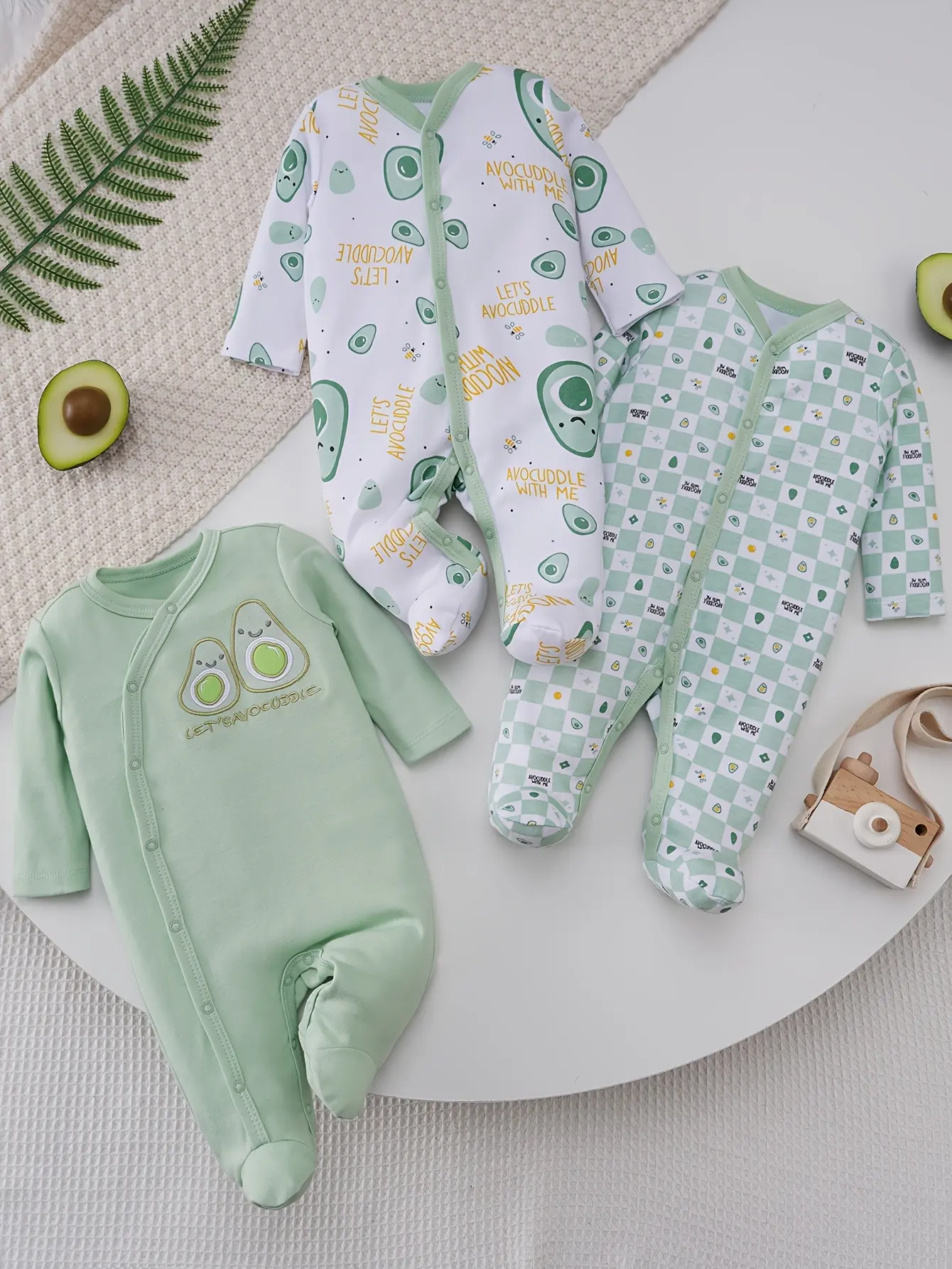 3pcs Footed Baby Rompers, 100% Cotton Long Sleeve Jumpsuits, Cartoon Printed Footies for Baby Boys & Girls, Breathable Newborn Outfits, Hospital Must-Have Infant Clothes, Perfect for Outdoor
