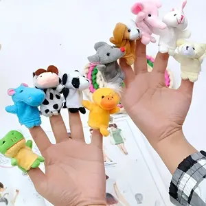 1/5/10 Pieces Hand Puppet Small Animal Finger Puppets Set Plush Toys Parent-Child Game Animal Finger Puppets Plush Dolls