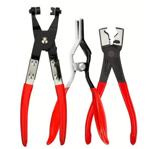 Professional Heavy-Duty Carbon Steel Anti-Rust Hose Clamp Kit with Flat Head Universal Flat Jaws Hand Tools, Ergonomic Anti-Slip Handle, A/C Quick-Connect Fittings, Fuel Line Disconnect Pliers for Durable Automotive Work