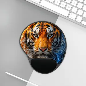 Tiger Face Mouse Pad With Wrist Rest — Ergonomic Mousepad with Vibrant Tiger Design