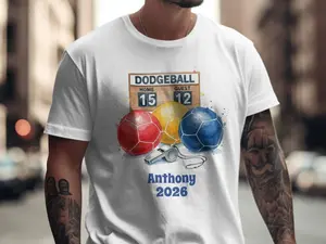 Dodgeball T-Shirt, Long Sleeve, Sweatshirt, Hoodie, Custom Name Year, Dodgeball Fan Gift, Colorful Dodgeball Team Group Apparel