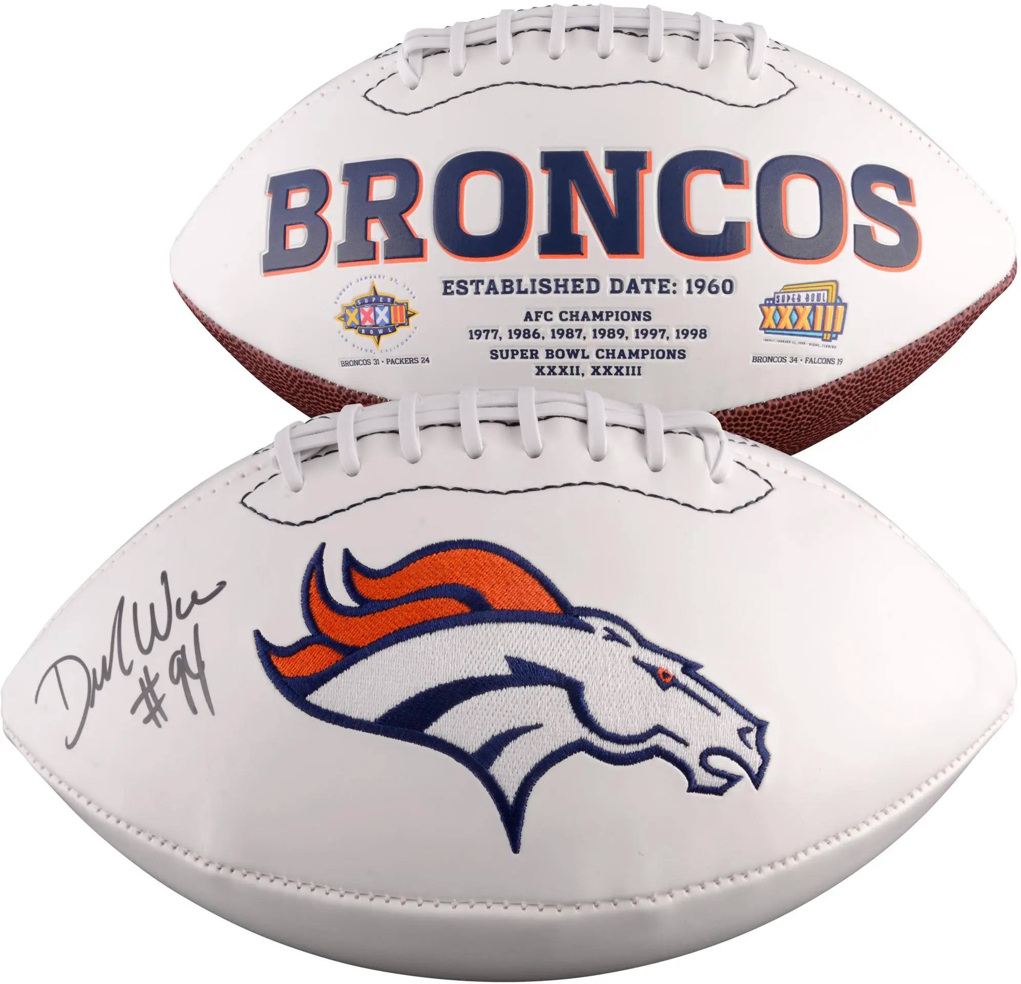 Demarcus Ware Denver Broncos Autographed White Panel Football - Fanatics Authentic Certified